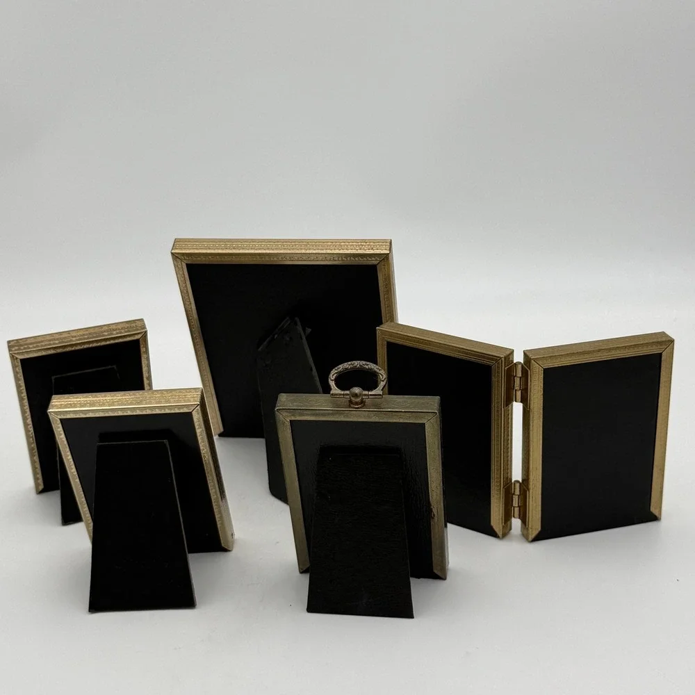 Vintage Brass Metal Picture Frame Lot 5pc Mixed Sizes Intercraft Grants AFP